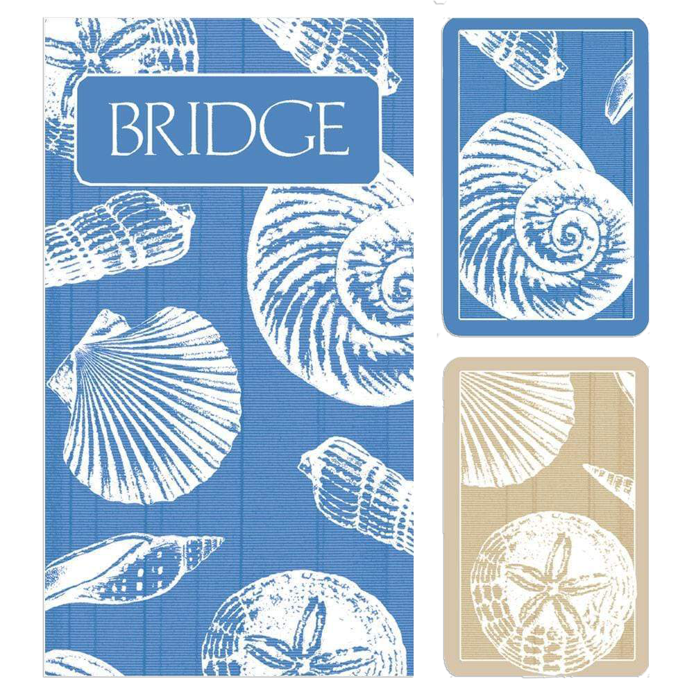 Caspari Bridge Gift Set Jumbo Index Shells 1 Double Deck Bridge Car