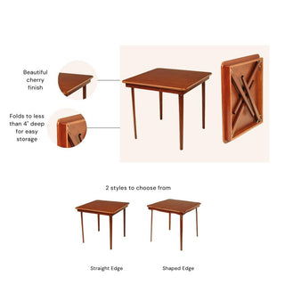 Solid Wood Folding Card Table with Straight Edge Design