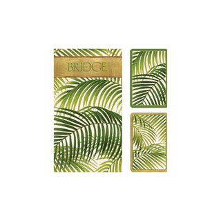 Caspari Bridge Gift Set - Jumbo Index Under The Palms- 1 Double Deck Bridge Cards + 2 Score Pads