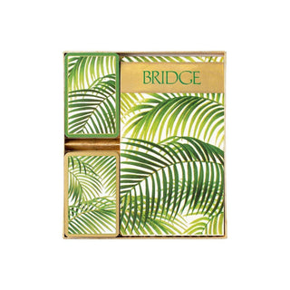 Caspari Bridge Gift Set - Jumbo Index Under The Palms- 1 Double Deck Bridge Cards + 2 Score Pads