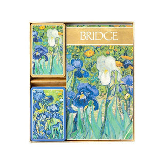 Caspari Bridge Gift Set - Regular Index Van Gogh Irises - 1 Double Deck Bridge Cards + 2 Score Pads