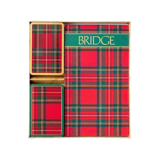 Caspari Bridge Gift Set - Regular Index Plaid- 1 Double Deck Bridge Cards + 2 Score Pads