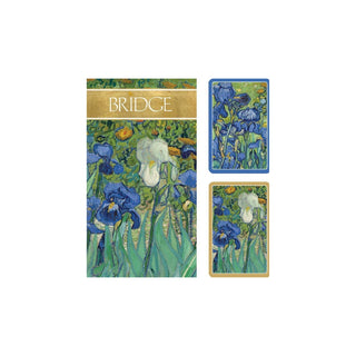 Caspari Bridge Gift Set - Regular Index Van Gogh Irises - 1 Double Deck Bridge Cards + 2 Score Pads