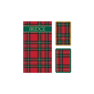Caspari Bridge Gift Set - Jumbo Index Plaid- 1 Double Deck Bridge Cards + 2 Score Pads