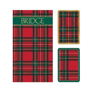 Caspari Bridge Gift Set - Jumbo Index Plaid- 1 Double Deck Bridge Cards + 2 Score Pads