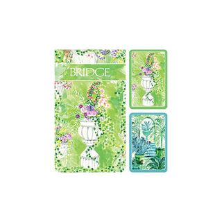 Caspari Bridge Gift Set - Jumbo Index Jardin De Luxembourg- 1 Double Deck Bridge Cards + 2 Score Pads