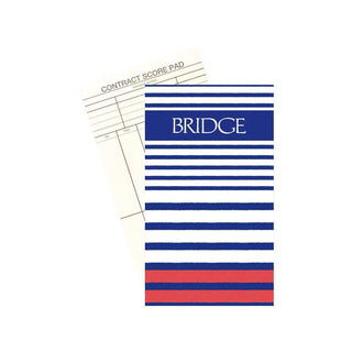 Caspari Bridge Gift Set - Regular Index Breton Stripe - 1 Double Deck Bridge Cards + 2 Score Pads