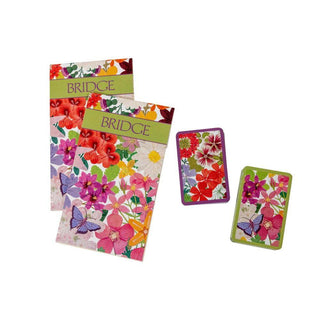Caspari Bridge Gift Set - Jumbo Index Halsted Floral - 1 Double Deck Bridge Cards + 2 Score Pads