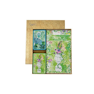 Caspari Bridge Gift Set - Jumbo Index Jardin De Luxembourg- 1 Double Deck Bridge Cards + 2 Score Pads
