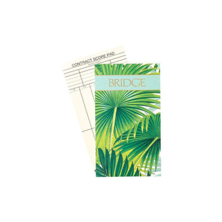 Caspari Bridge Gift Set - Regular Index Palm Fronds- 1 Double Deck Bridge Cards + 2 Score Pads