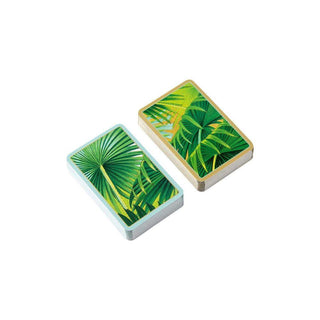 Caspari Bridge Gift Set - Regular Index Palm Fronds- 1 Double Deck Bridge Cards + 2 Score Pads