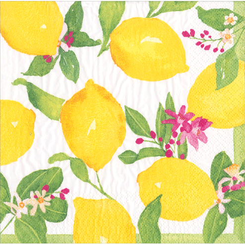 Caspari Citrus Topiaries Cocktail Napkins - Thumbnail 2