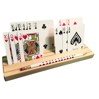 Wooden Card Rack with Pencil Holder includes Card Symbol Pencil - Baron Barclay Bridge Supply - #tag1#