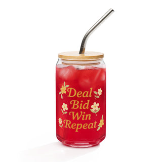“Deal, Bid, Win, Repeat” Can-Shaped Glass (16 oz)