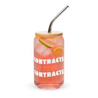 "Cocktails & Contracts" Can-shaped glass (16 oz)