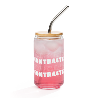 "Cocktails & Contracts" Can-shaped glass (16 oz)