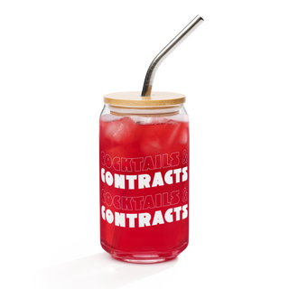 "Cocktails & Contracts" Can-shaped glass (16 oz)