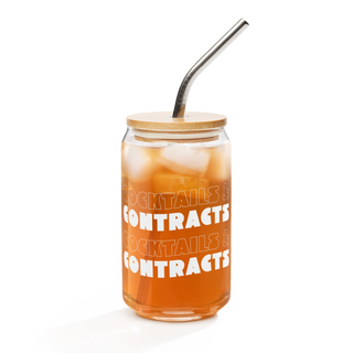 "Cocktails & Contracts" Can-shaped glass (16 oz)