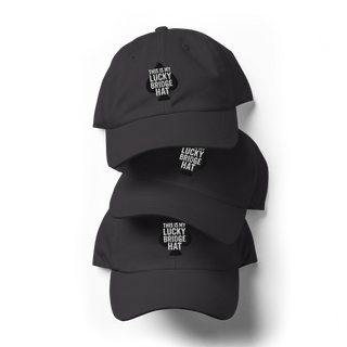 "This is my lucky bridge hat" embroidered dad hat